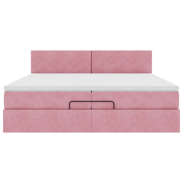 Ottoman Bett mit Matratzen & LEDs Rosa 200x200 cm