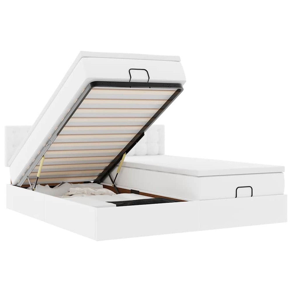 vidaXL Lit ottoman avec matelas et LED Blanc 160x200 cm Similicuir