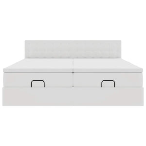 Ottoman Bett 160x200 cm mit Matratzen & LEDs, Weiß