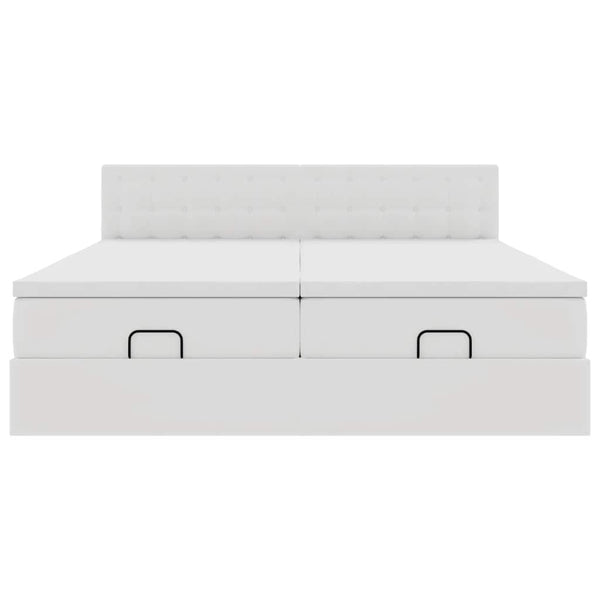 Ottoman Bett 160x200 cm mit Matratzen & LEDs, Weiß