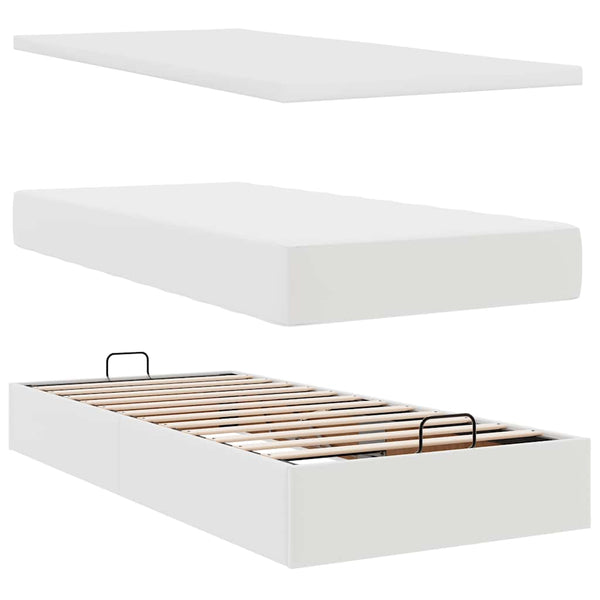 Ottoman Bett 160x200 cm mit Matratzen & LEDs, Weiß