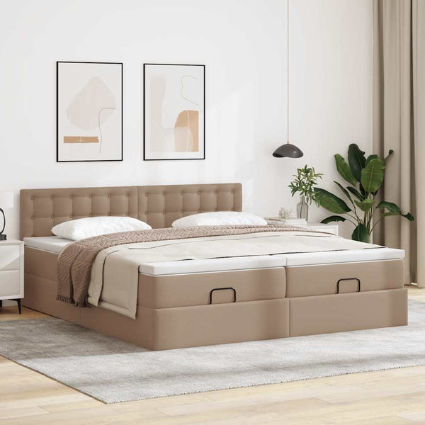 Ottoman Bett 180x200cm mit Matratzen & LEDs Cappuccino