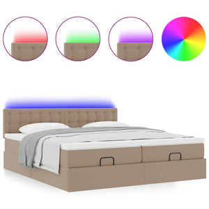 Ottoman Bett 180x200cm mit Matratzen & LEDs Cappuccino