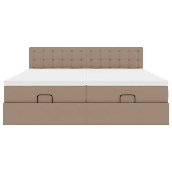 Ottoman Bett 180x200cm mit Matratzen & LEDs Cappuccino