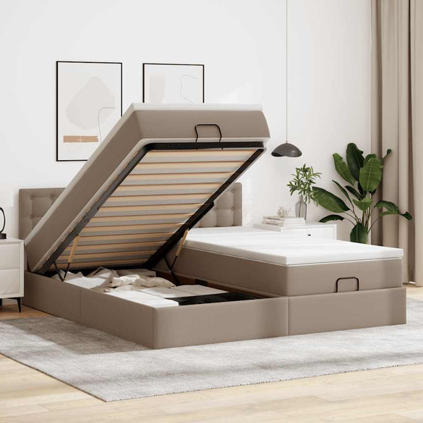 Ottoman Bett 180x200cm mit Matratzen & LEDs Cappuccino