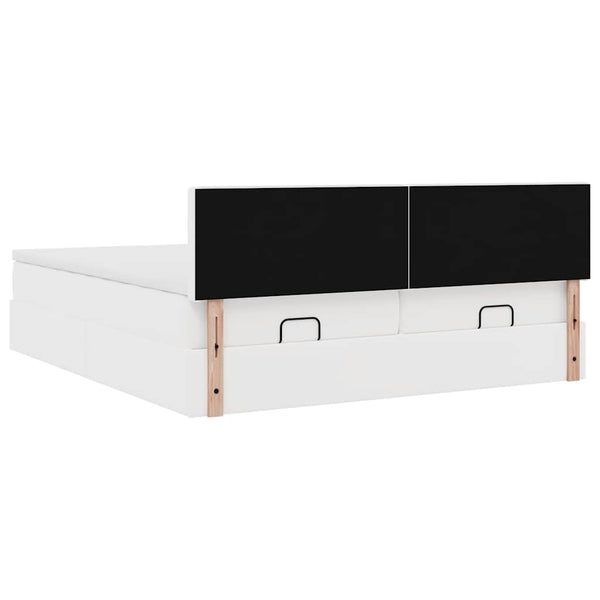 Ottoman Bett mit Matratzen & LEDs Weiß 200x200 cm