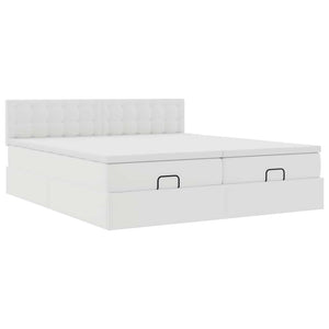 Ottoman Bett mit Matratzen & LEDs Weiß 200x200 cm