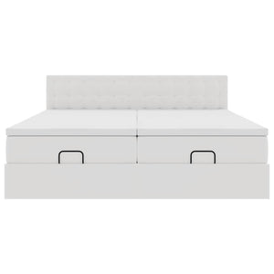 Ottoman Bett mit Matratzen & LEDs Weiß 200x200 cm