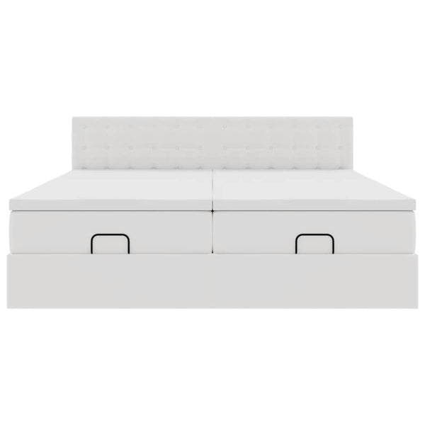 Ottoman Bett mit Matratzen & LEDs Weiß 200x200 cm