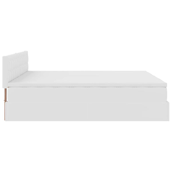 Ottoman Bett mit Matratzen & LEDs Weiß 200x200 cm