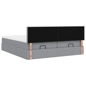 Ottoman Bett mit Matratzen & LEDs Hellgrau 160x200 cm