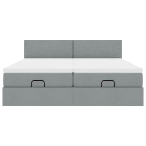 Ottoman Bett mit Matratzen & LEDs Hellgrau 160x200 cm