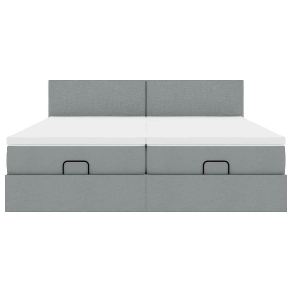 Ottoman Bett mit Matratzen & LEDs Hellgrau 160x200 cm