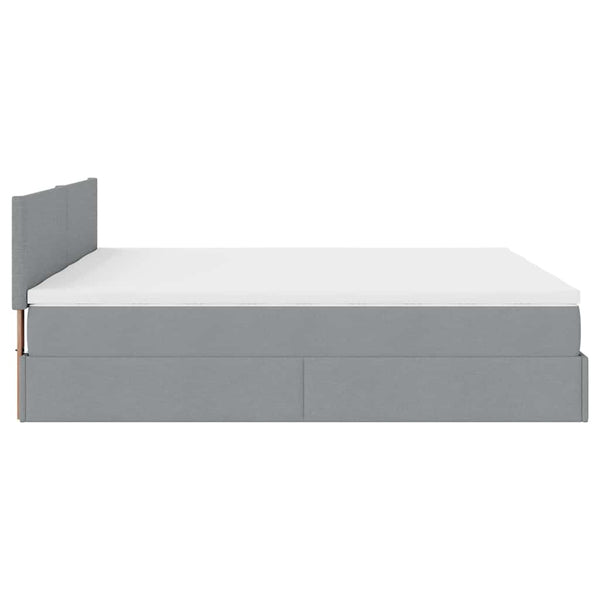 Ottoman Bett mit Matratzen & LEDs Hellgrau 160x200 cm