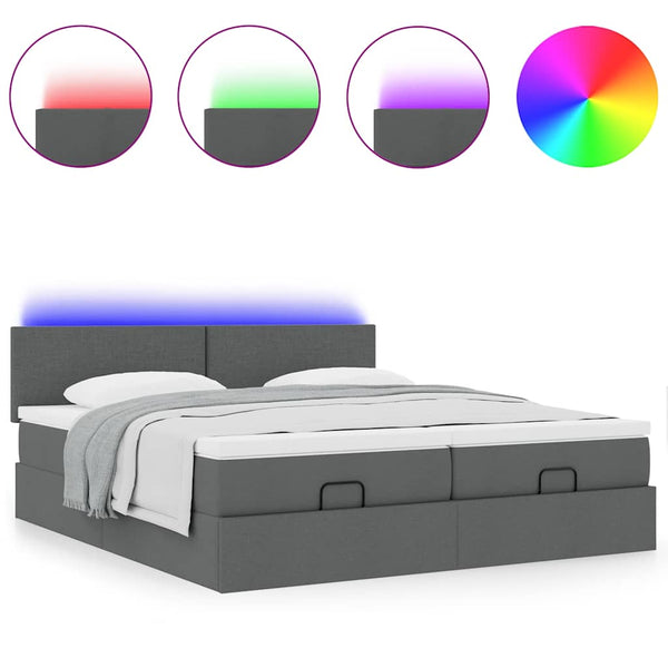 Ottoman Bett mit Matratzen & LEDs 160x200 cm