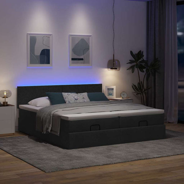 Ottoman Bett mit Matratzen & LEDs 160x200 cm