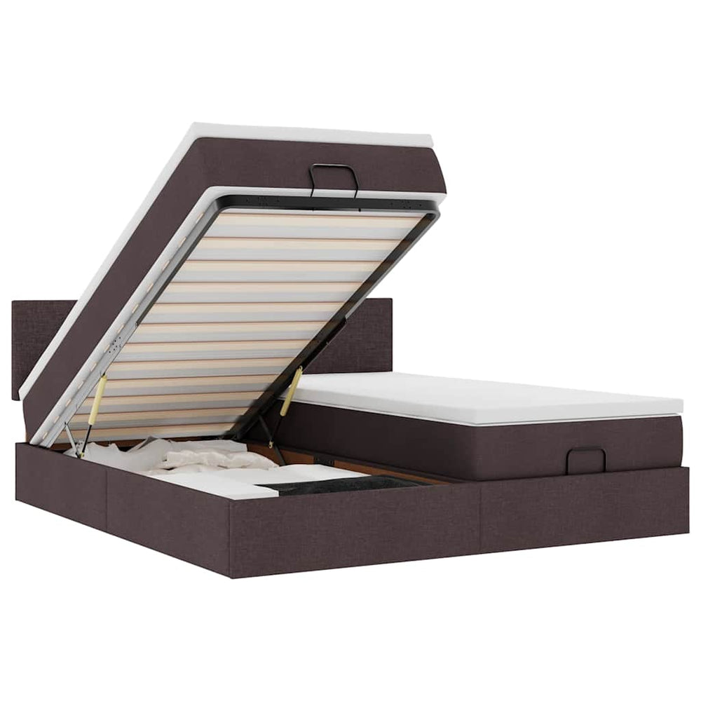 Ottoman Bett mit Matratzen & LEDs Dunkelbraun 160x200