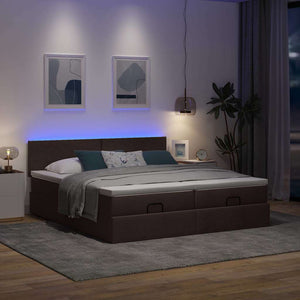 Ottoman Bett mit Matratzen & LEDs Dunkelbraun 160x200