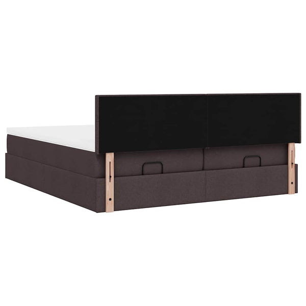 Ottoman Bett mit Matratzen & LEDs Dunkelbraun 160x200