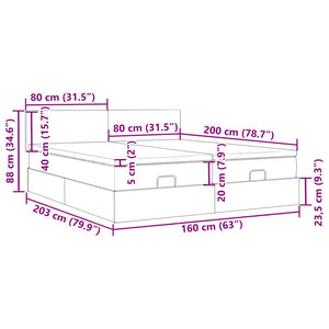 Ottoman Bett mit Matratzen & LEDs Dunkelbraun 160x200