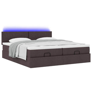 Ottoman Bett mit Matratzen & LEDs Dunkelbraun 160x200