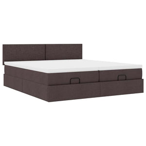 Ottoman Bett mit Matratzen & LEDs Dunkelbraun 160x200
