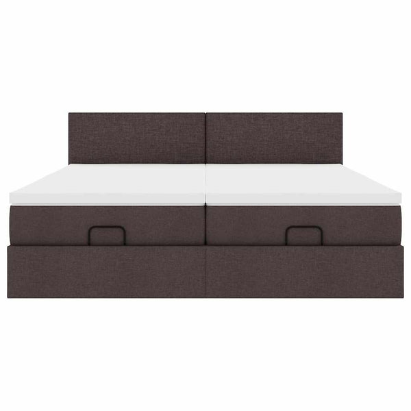 Ottoman Bett mit Matratzen & LEDs Dunkelbraun 160x200