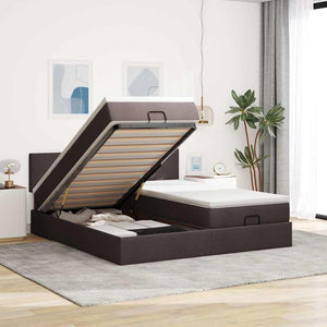 Ottoman Bett mit Matratzen & LEDs Dunkelbraun 160x200