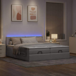 Ottoman Bett mit Matratzen & LEDs Taupe 160x200 cm