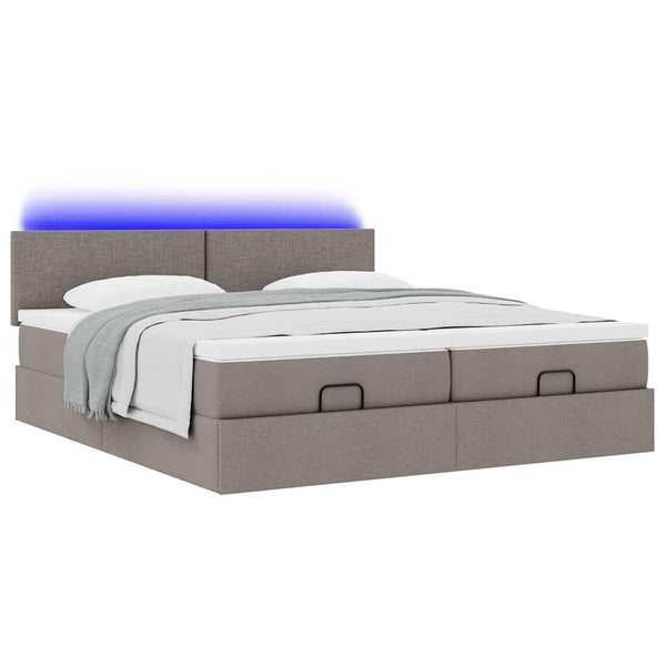 Ottoman Bett mit Matratzen & LEDs Taupe 160x200 cm