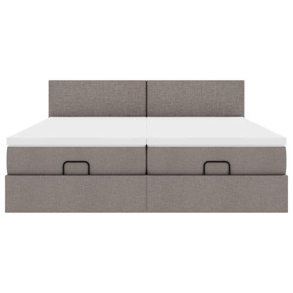 Ottoman Bett mit Matratzen & LEDs Taupe 160x200 cm