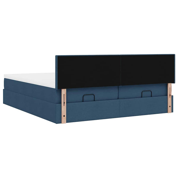 Ottoman Bett mit Matratzen & LEDs Blau 160x200 cm