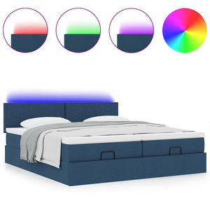 Ottoman Bett mit Matratzen & LEDs Blau 160x200 cm