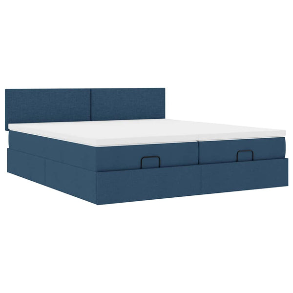 Ottoman Bett mit Matratzen & LEDs Blau 160x200 cm