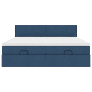 Ottoman Bett mit Matratzen & LEDs Blau 160x200 cm