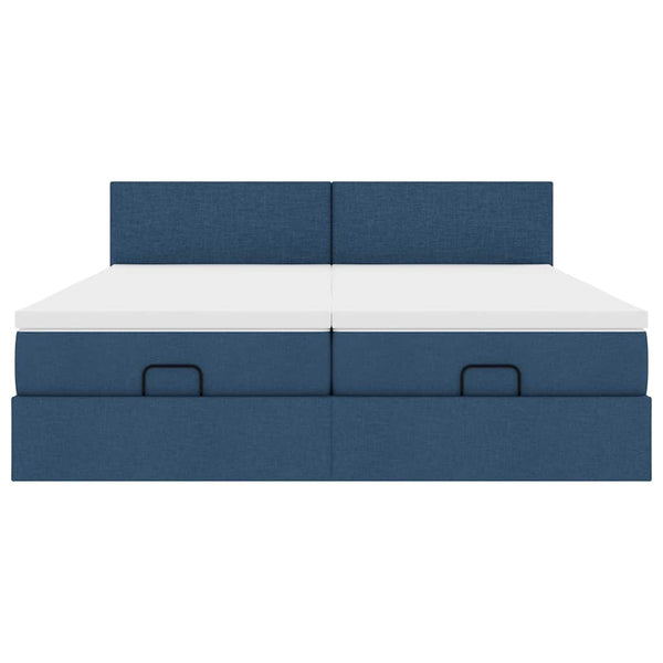 Ottoman Bett mit Matratzen & LEDs Blau 160x200 cm