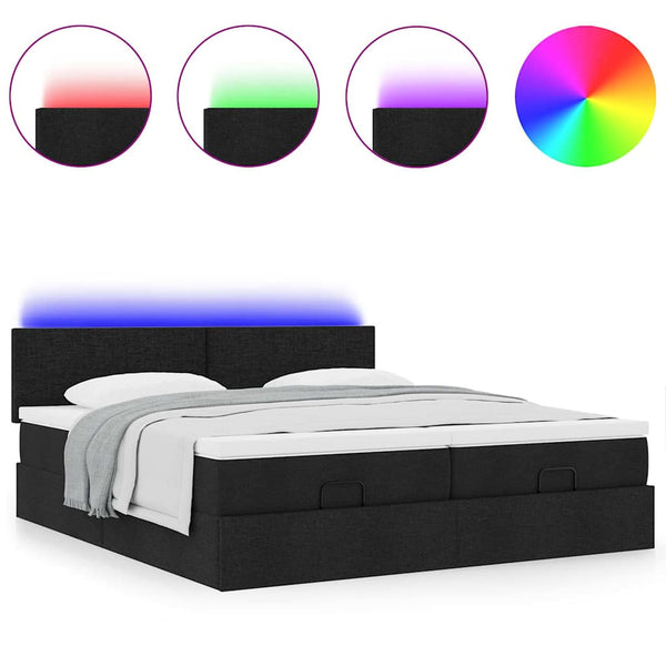 Ottoman Bett mit Matratzen & LEDs 180x200 cm