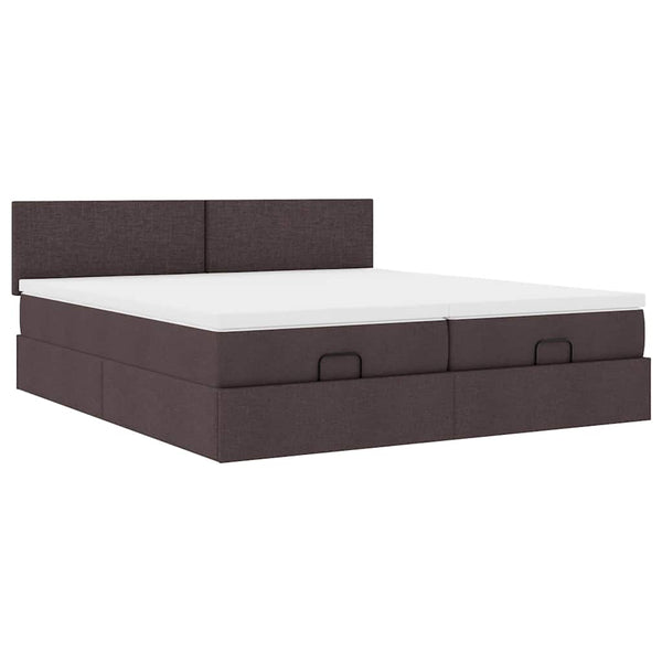 Ottoman Bett mit Matratzen & LEDs Dunkelbraun 180x200 cm