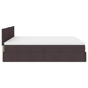 Ottoman Bett mit Matratzen & LEDs Dunkelbraun 180x200 cm