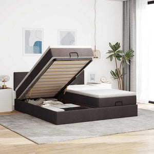 Ottoman Bett mit Matratzen & LEDs Dunkelbraun 180x200 cm