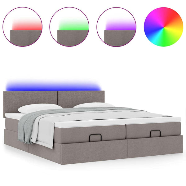 Ottoman Bett mit Matratzen & LEDs 180x200 cm