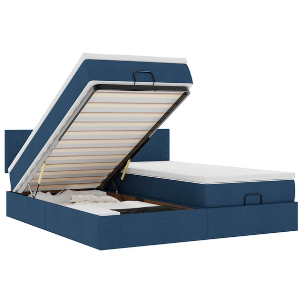 Ottoman Bett mit Matratzen & LEDs Blau 180x200 cm