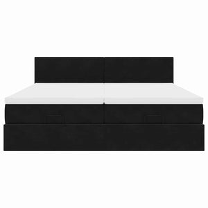 Ottoman Bett mit Matratzen & LEDs 160x200 cm Samt Schwarz