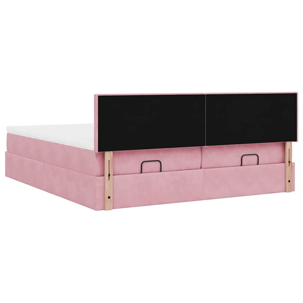Ottoman Bett mit Matratzen & LEDs Rosa 160x200 cm