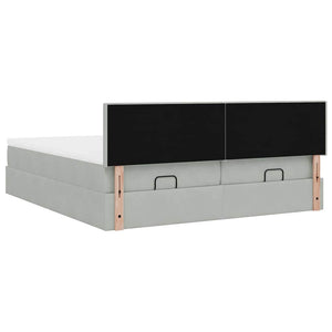 Ottoman Bett mit Matratzen & LEDs Hellgrau 180x200 cm