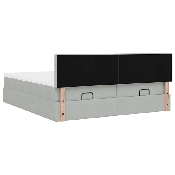 Ottoman Bett mit Matratzen & LEDs Hellgrau 180x200 cm