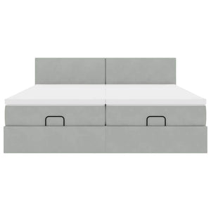 Ottoman Bett mit Matratzen & LEDs Hellgrau 180x200 cm