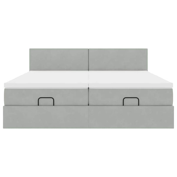 Ottoman Bett mit Matratzen & LEDs Hellgrau 180x200 cm