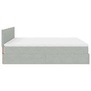 Ottoman Bett mit Matratzen & LEDs Hellgrau 180x200 cm