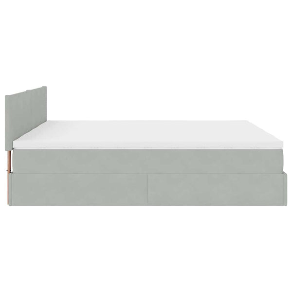Ottoman Bett mit Matratzen & LEDs Hellgrau 180x200 cm